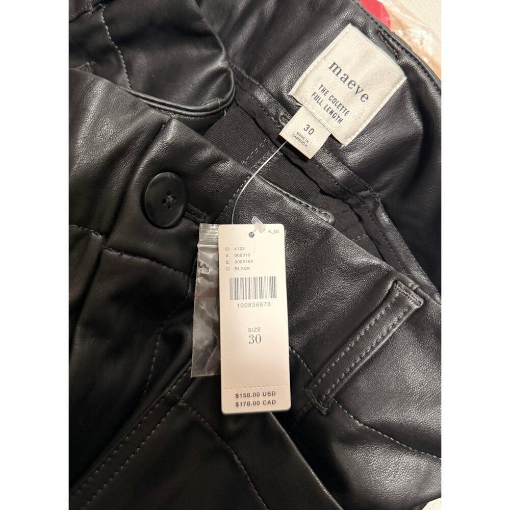 Maeve The Colette Faux Leather Full-Length Wide-Leg Pants Size 30 - Picture 5 of 7